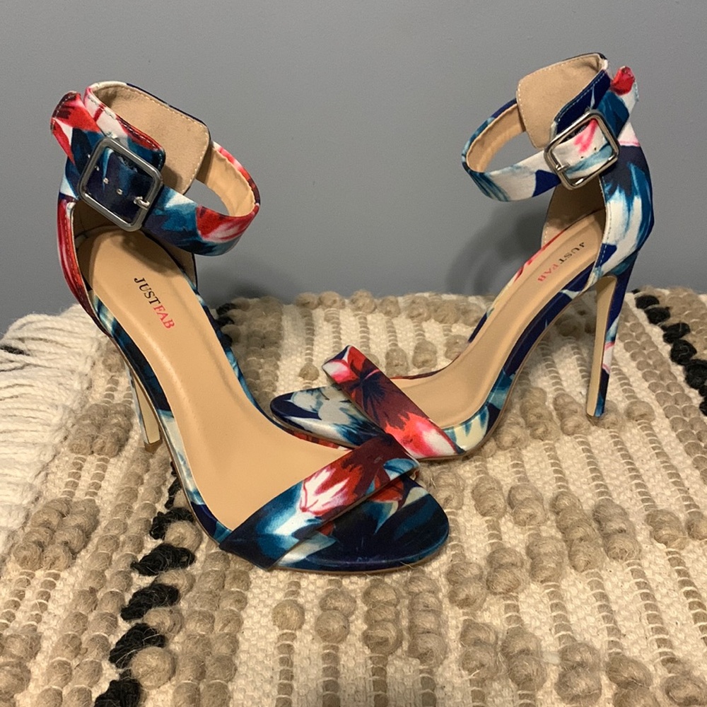 Just Fab high heel sandal,floral color Size 8